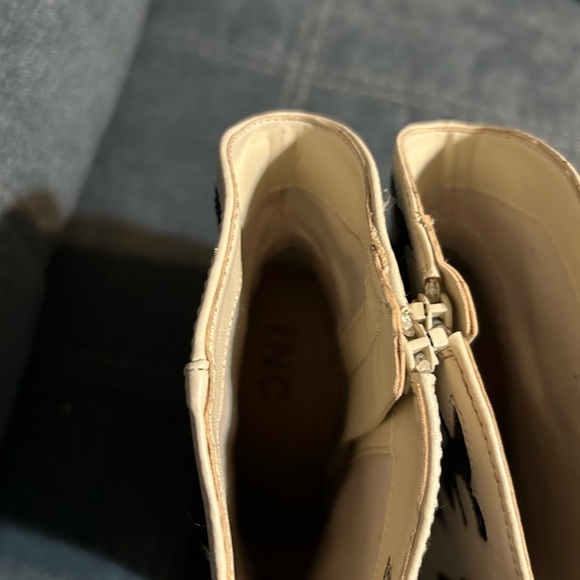 INC International Concepts Black and Cream Heeled Boots - Picture 4 of 12